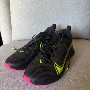 Black and Neon Green Athletic Shoes